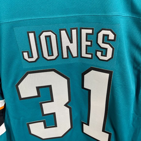 San Jose Sharks Martin Jones Hockey Jersey Fanatics Teal Men’s Size XS No Tags - Picture 5 of 5